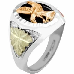 Flash Sale ✔️ Landstrom's Black Hills Gold Sterling Silver Onyx Eagle Ring ⌛ -Men‘s Jewelry Shop unnamed file 191