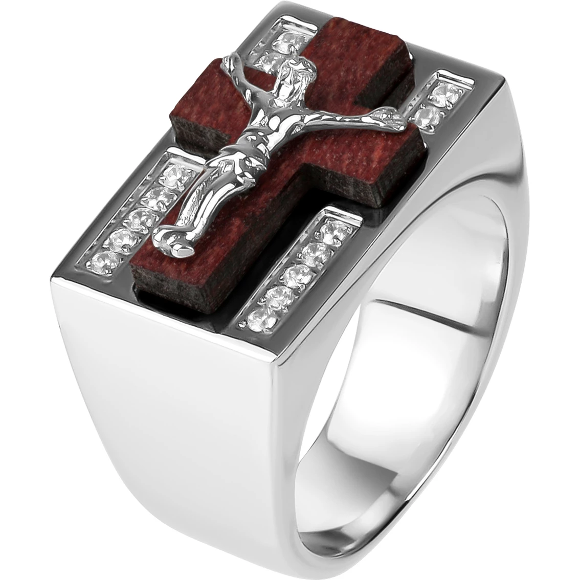 Best deal π Other Brands Stainless Steel Cubic Zirconia Wood Crucifix Ring π 2 Best deal π Other Brands Stainless Steel Cubic Zirconia Wood Crucifix Ring π - Image 2