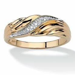 Budget 👍 PalmBeach Jewelry Men's Diamond Accent 10k Yellow Gold Swirled Wedding Band Ring 👍