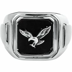 Best Pirce ✨ Other Brands Stainless Steel Black IP And Cubic Zirconia Eagle Reversible Ring Size 10 🔔