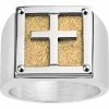 Promo 🔥 Other Brands Gold Over Stainless Steel Cross Ring Size 10 👏