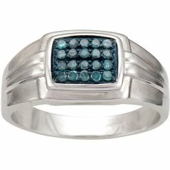 Outlet 🛒 Other Brands Sterling Silver 1/4 CTW Blue Diamond Ring Size 10 😉