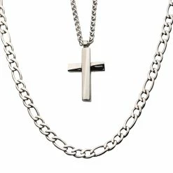 Best reviews of 😀 INOX Stainless Steel Men's Cross Pendant And Figaro Chain Set ❤️