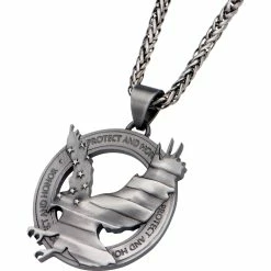 Budget 🎉 Other Brands Stainless Steel Gunmetal Eagle Pendant, 24 In. 👏