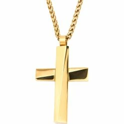 Hot Sale π― INOX Stainless Steel Twisted Bar Cross Pendant 24 In. β€οΈ