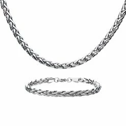 Wholesale 🔥 INOX Men's Steel Wheat Chain Necklace And Bracelace Set 🌟