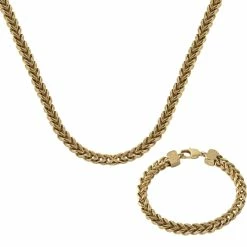 Promo 😉 Other Brands Stainless Steel With Yellow Ion Plating Wheat Chain Set 👍