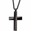 Discount 🎉 INOX Stainless Steel Black IP Twisted Bar Cross Pendant 24 In. 😉