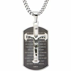 Best deal 🔥 Other Brands Stainless Steel Cross With Lord's Prayer Pendant 24 In. ✨
