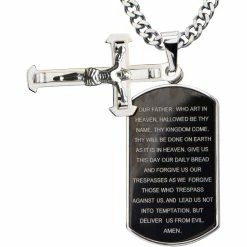 Best deal 🔥 Other Brands Stainless Steel Cross With Lord's Prayer Pendant 24 In. ✨ -Men‘s Jewelry Shop unnamed file 307