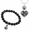 Cheap 😀 Other Brands Stainless Steel Heart Pendant 24 In. Chain & 10mm Lava Bead Bracelet 2 Pc. Set 🎁