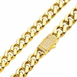 Best reviews of ✨ Inox18K Goldtone Miami Cuban Chain Necklace With Cubic Zirconia ⌛ -Men‘s Jewelry Shop unnamed file 314