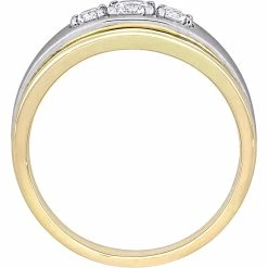Hot Sale 👍 Sofia B. Men's 10K Two Tone Gold 5/8 Ct. TGW Created White Sapphire 3 Stone Ring 😍 -Men‘s Jewelry Shop unnamed file 32