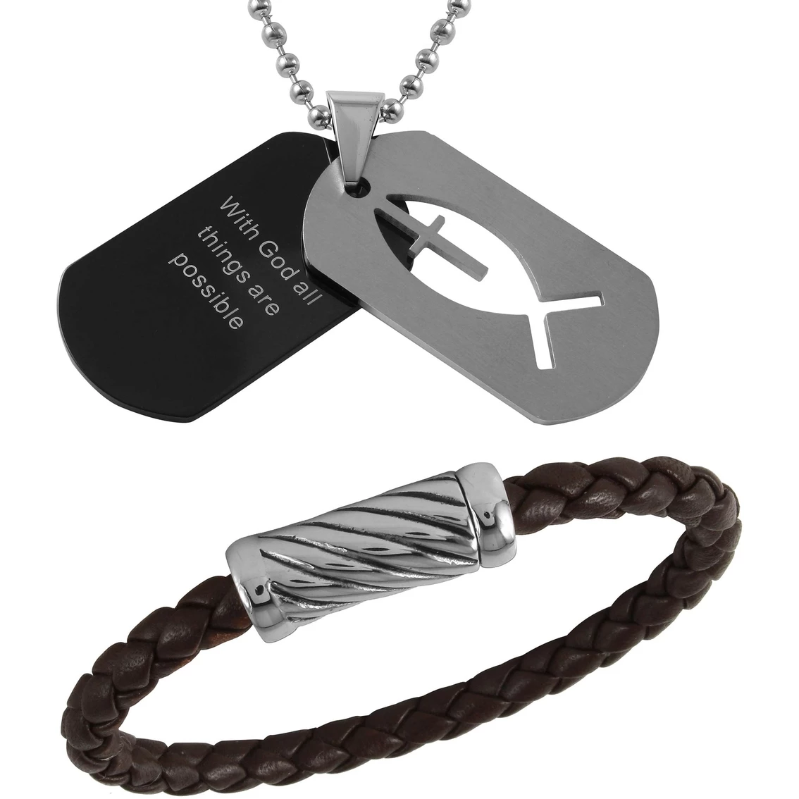 Best Pirce β€οΈ Other Brands Stainless Steel With God All Things Are Possible Pendant And Bracelet Set 𧨠1 Best Pirce β€οΈ Other Brands Stainless Steel With God All Things Are Possible Pendant And Bracelet Set π§¨