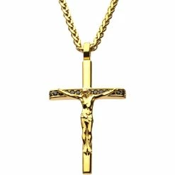 Top 10 ✨ INOX Stainless Steel Yellow Goldtone 24 In. Crucifix Pendant 🎁