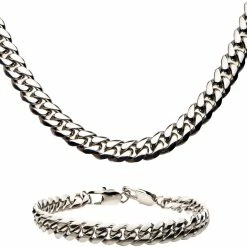 Best Pirce 🔔 INOX Stainless Steel Cuban Chain And Bracelet Set 😉