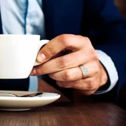 Hot Sale 👍 Sofia B. Men's 10K Two Tone Gold 5/8 Ct. TGW Created White Sapphire 3 Stone Ring 😍 -Men‘s Jewelry Shop unnamed file 34