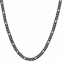 Cheapest 💯 INOX Men's Stainless Steel Black IP Figaro Chain 22 In. 🎁