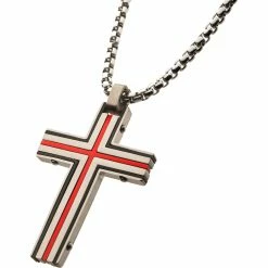 Promo 👍 INOX Men's Steel Black And Red Plated Dante Link Bracelet And Pendant With Chain 😉 -Men‘s Jewelry Shop unnamed file 344