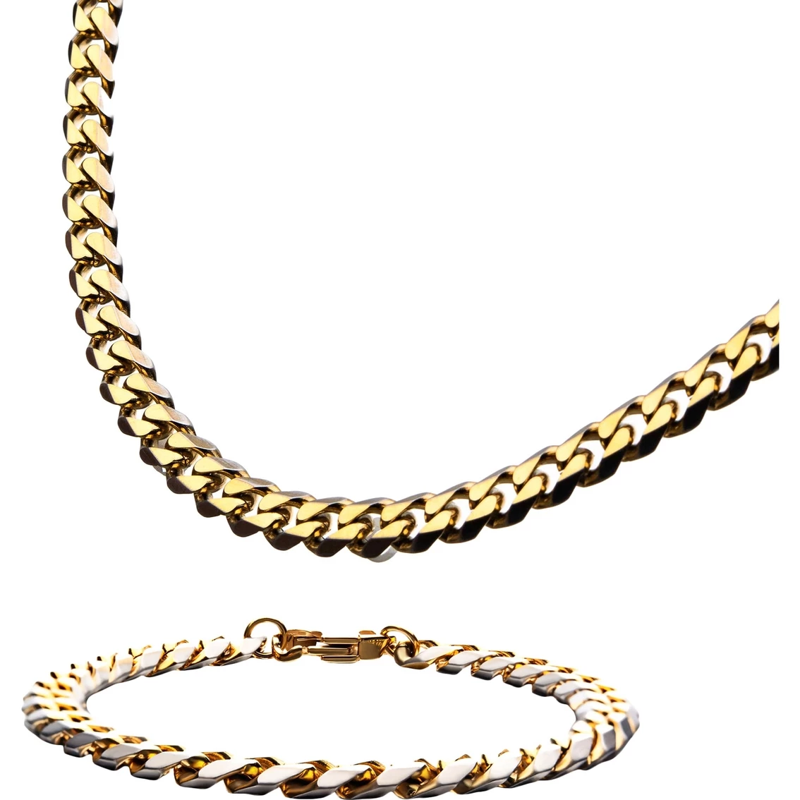 Buy π₯° INOX Men's Stainless Steel Yellow Goldtone Curb Chain And Bracelet Set π 1 Buy π₯° INOX Men's Stainless Steel Yellow Goldtone Curb Chain And Bracelet Set π