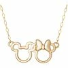 Hot Sale ⭐ Jacmel 14K Yellow Gold Two Tone Minnie And Mickey Mouse Necklace, 15 In. 🎁