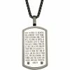 Coupon ✔️ INOX Black Ion Plated Lord's Prayer Black Cubic Zirconia 🐕 Dog Tag Pendant 24 In. 🌟