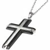 Coupon 👏 INOX Carbon Fiber Cross Pendant With Chain 24 In. 🛒