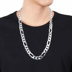 Outlet 🎁 Sofia B. Sterling Silver 12.3mm Flat Figaro Chain Necklace ❤️ -Men‘s Jewelry Shop unnamed file 395