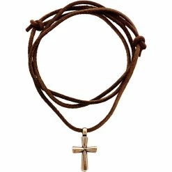 Discount 💯 James Avery Rustic Bronze Cross Leather Necklace 22 In. ✨