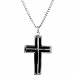 Flash Sale 🛒 Other Brands Stainless Steel Black Ion Plated Cross Pendant 👏