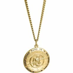 Hot Sale 🧨 Other Brands 14K Yellow Gold Filled Solid Compass Saint Christopher Medal Pendant 24 In. 🔔