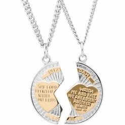 Hot Sale ✔️ Other Brands Sterling Silver Round Two Tone Mizpah Medal Pendant 20 And 24 In. 🎁