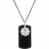 Outlet ⌛ Other Brands Stainless Steel Black Ion Plated Skull 🐶 Dog Tag Pendant 👍