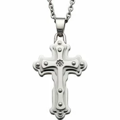 New ✨ Black & Blue Jewelry Black & Blue Small Stainless Steel Mercer Cross Pendant ✨