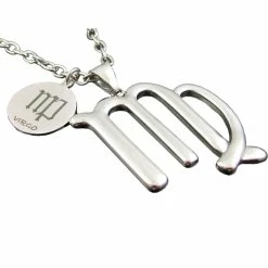 Deals ✔️ Other Brands Polished Stainless Steel Virgo Zodiac Pendant 24 In. ✨