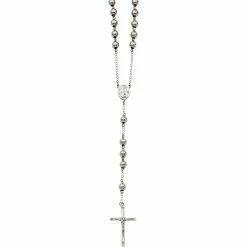 Cheapest ⌛ Other Brands Stainless Steel 8mm Bead Rosary Necklace ❤️