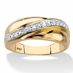 Deals 🤩 PalmBeach Jewelry Men's 1/10 TCW Round Diamond Wedding Band In 18k Gold-plated Sterling Silver ⭐