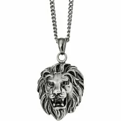Best reviews of 🎉 Other Brands Stainless Steel Antiqued And Polished Lion Head Pendant ✔️