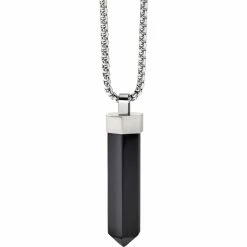 Promo π Bulova Precisionist Faceted Black Onyx Pendant Necklace π