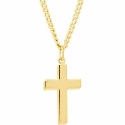 Hot Sale 👍 Other Brands 14K Gold Filled Beveled Edge Solid Polished Cross Pendant 24 In. 💯