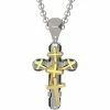 Brand new 💯 Black & Blue Jewelry Stainless Steel Tri Color Diamond Cross Pendant 24 In. ❤️