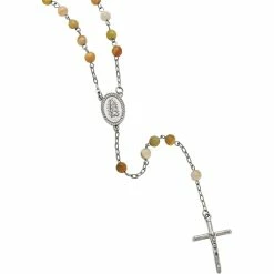 Outlet 🌟 Other Brands Stainless Steel Polished Agate Rosary Necklace 😉