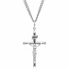 Wholesale ⭐ Other Brands Sterling Silver Embossed Tubular Cross With Crucifix With Stainless Chain 24 In. 🔥