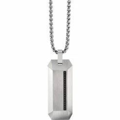 Best Sale 😍 Bulova Precisionist Black Diamond 🐕 Dogtag Pendant Necklace ✨