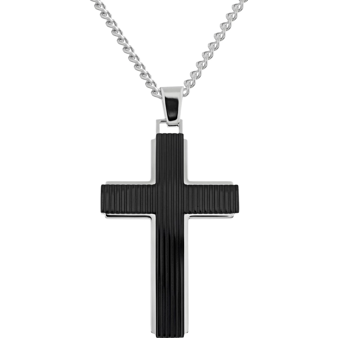 Top 10 ✔️ Other Brands Stainless Steel Black Ribbed Cross Pendant ⌛ 1 Top 10 ✔️ Other Brands Stainless Steel Black Ribbed Cross Pendant ⌛