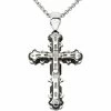 Cheap 🛒 Black & Blue Jewelry Two Tone Machined Steel And Diamond Cross Pendant ✔️