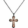Discount 💯 Other Brands Stainless Steel Tricolor Black And Rose Cubic Zirconia Cross Pendant ⌛