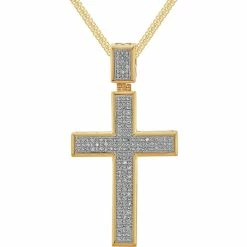 Deals π Other Brands Sterling Silver 1/4 CTW Diamond Cross Pendant 22 In. β