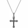 Flash Sale 🔔 Other Brands Stainless Steel Gothic Black Onyx Cross Pendant 24 In. Necklace ⭐