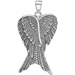 Best reviews of π₯° Other Brands Rhodium Over Sterling Silver Antiqued Angel Wing Charm βοΈ